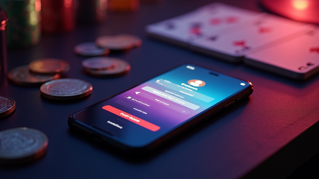 Smartphone mit Login- und Kontomenü einer Casino-App