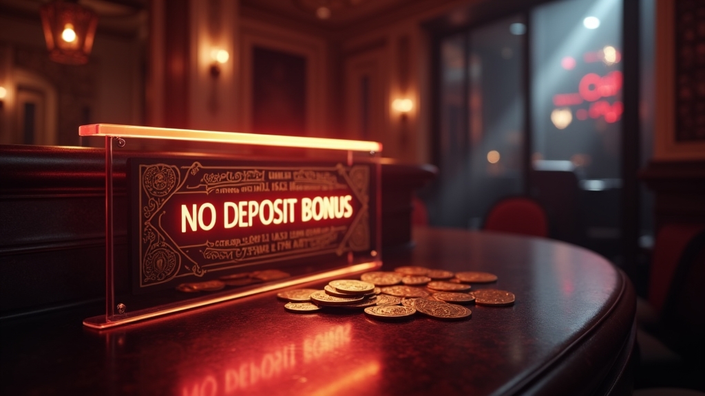 Bonus ohne Einzahlung als Gutschein in dunkler Casino-Atmosphäre
